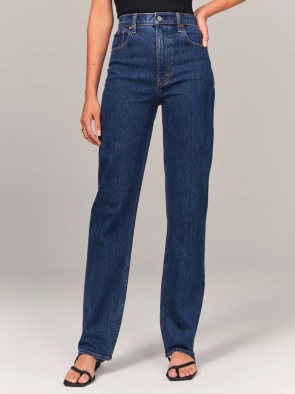 Abercrombie & Fitch The 90's Straight Ultra High Rise Dark Blue (28/6S)